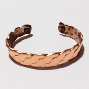 Vintage Diagonal Twist Copper Cuff Bracelet Adjustable Boho Style